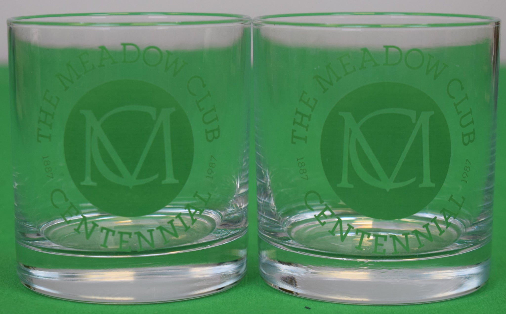 "Pair x The Meadow Club Southampton, N.Y. Centennial 1887-1987 Old Fashioned Cocktail Glasses"