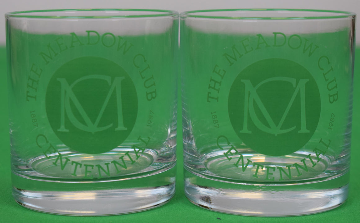"Pair x The Meadow Club Southampton, N.Y. Centennial 1887-1987 Old Fashioned Cocktail Glasses"