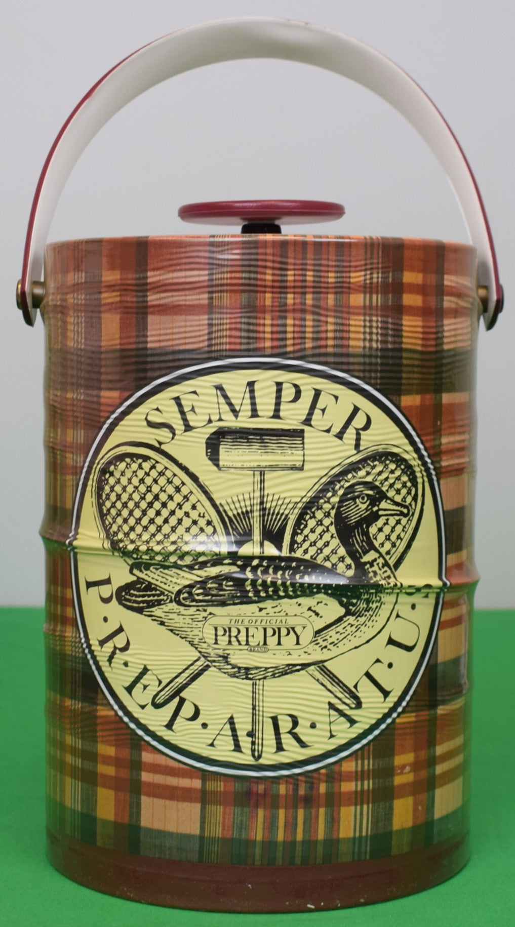 "The Official Preppy c1981 Madras Plaid Ice Bucket"