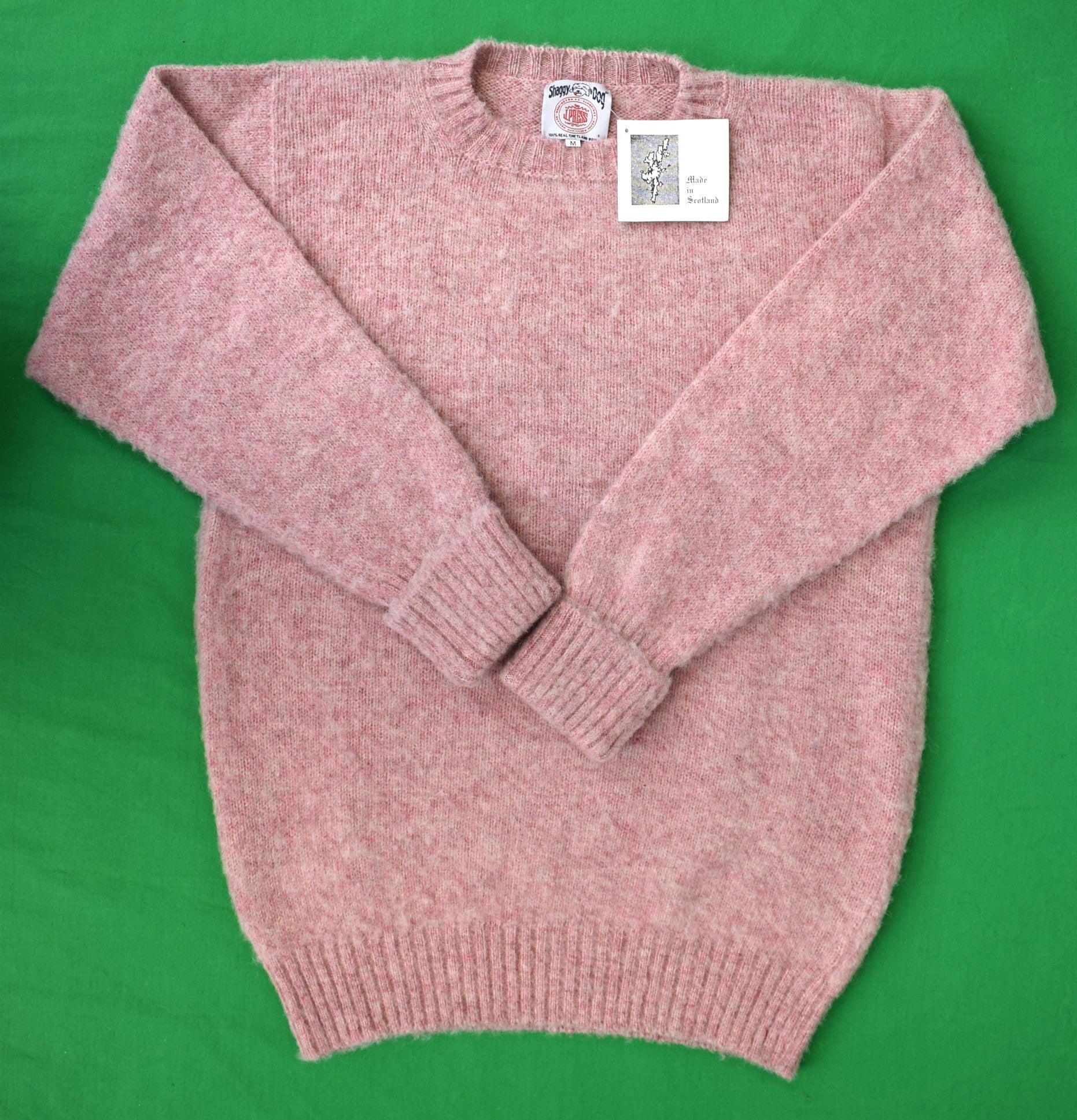 "J. Press Rose Pink Shaggy Dog Crewneck Sweater" Sz M (NWT)