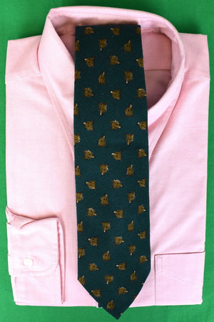 Polo Ralph Lauren Hunter Green Wool Challis Fox Mask Club Tie