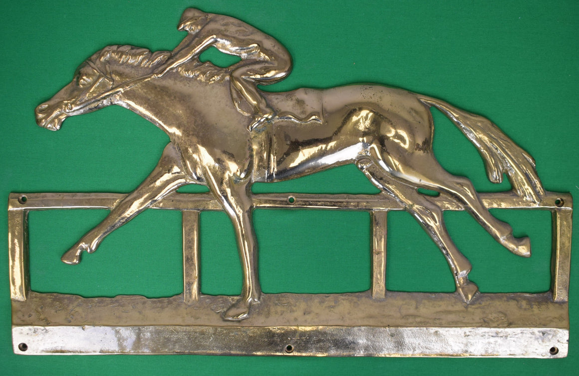 English 19thC Brass Jockey/ Racehorse Relief Plaque