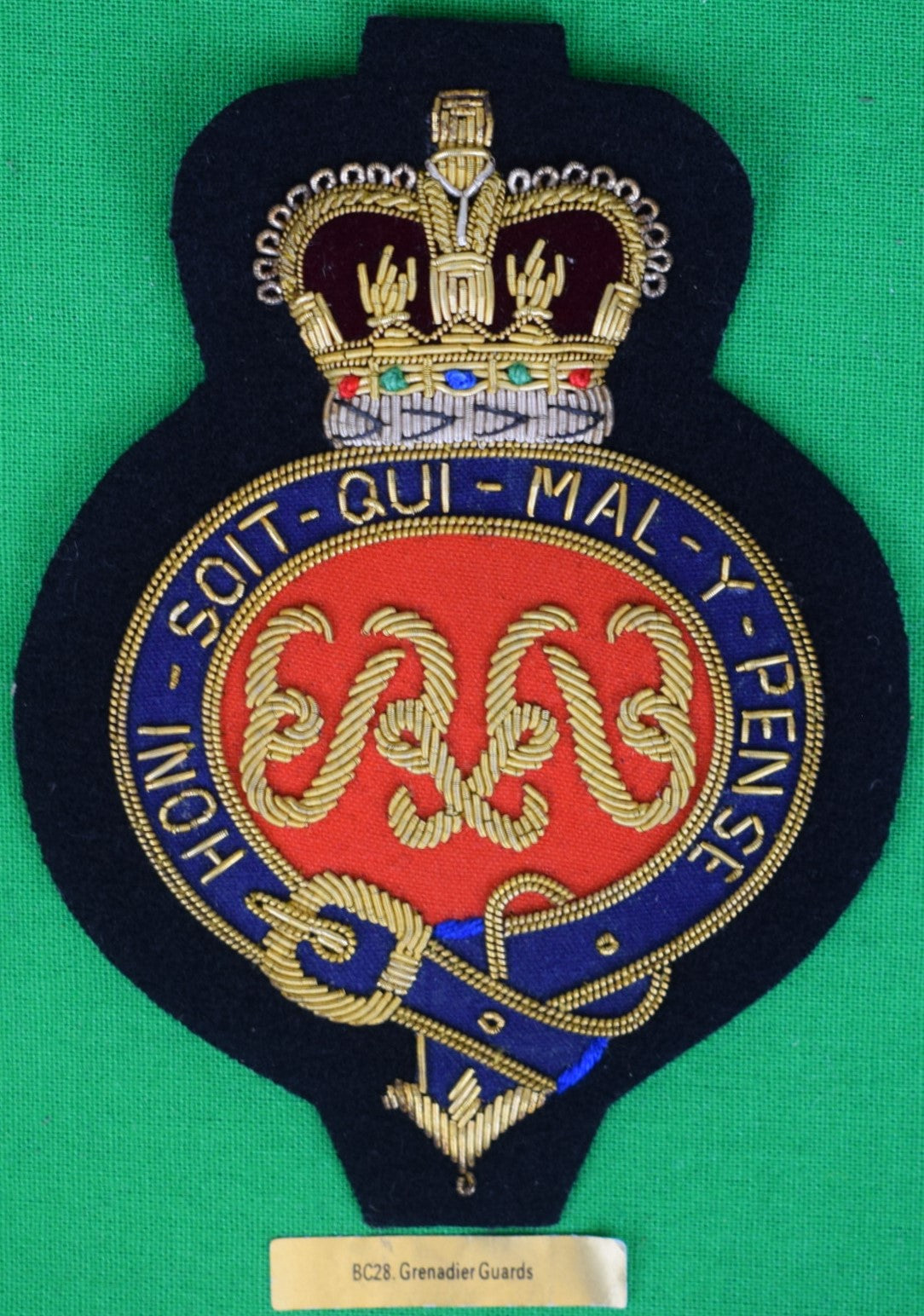 "Grenadier Guards Regimental Badge Honi Soit Mal Y Pense Blazer Badge"