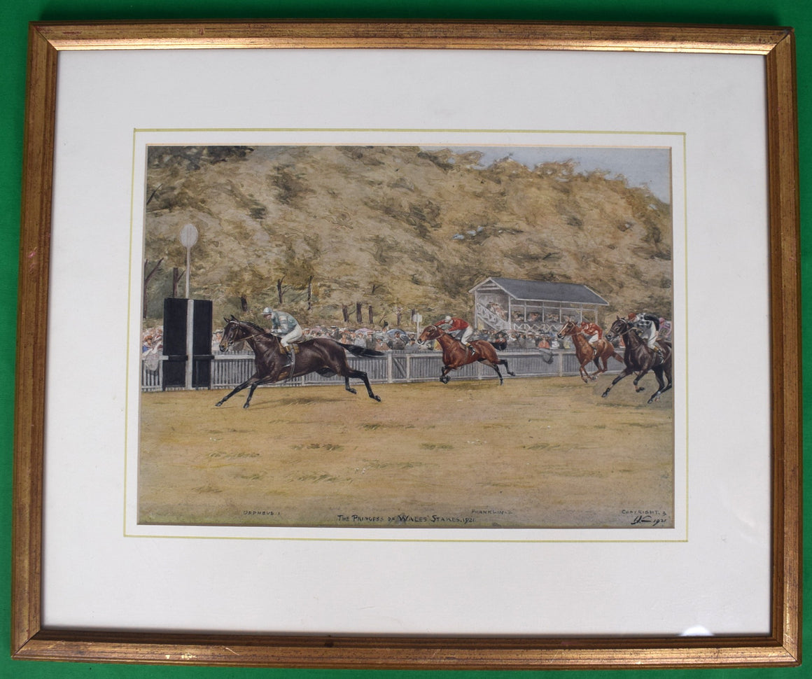 "The Princess Of Wales Stakes 1921" Watercolour by Isaac J. Cullin (1881-1947)