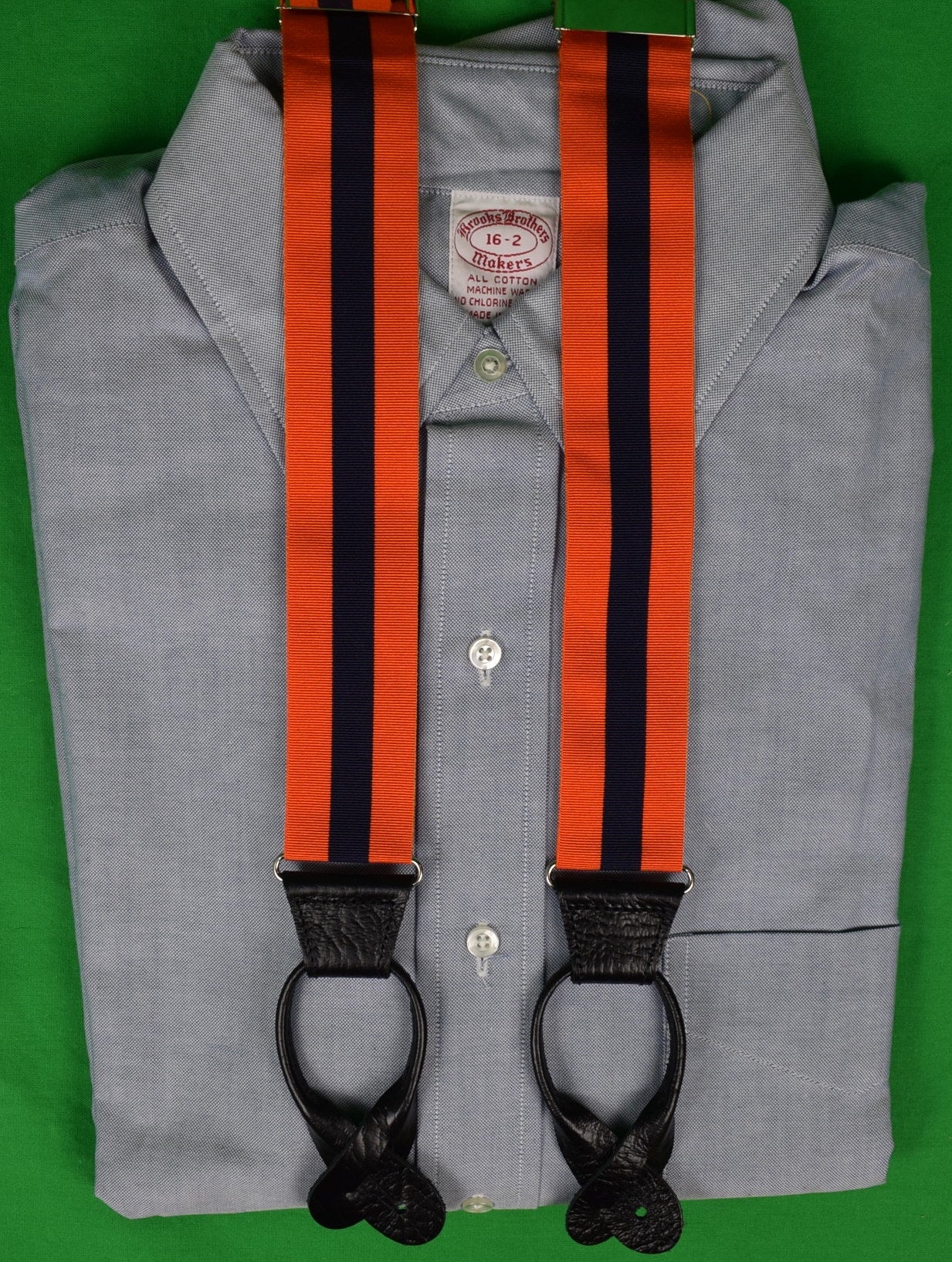 Vintage THURSTON Red & Blue Striped Barathea Suspenders Braces