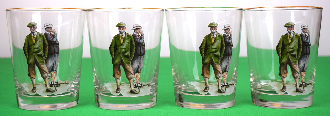 Set x 4 Double Old-Fashioned Golfer Cocktail Glasses