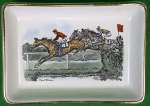 Paul Brown The Water Jump Steeplechase Ceramic Hand Colored c1962 Tray
