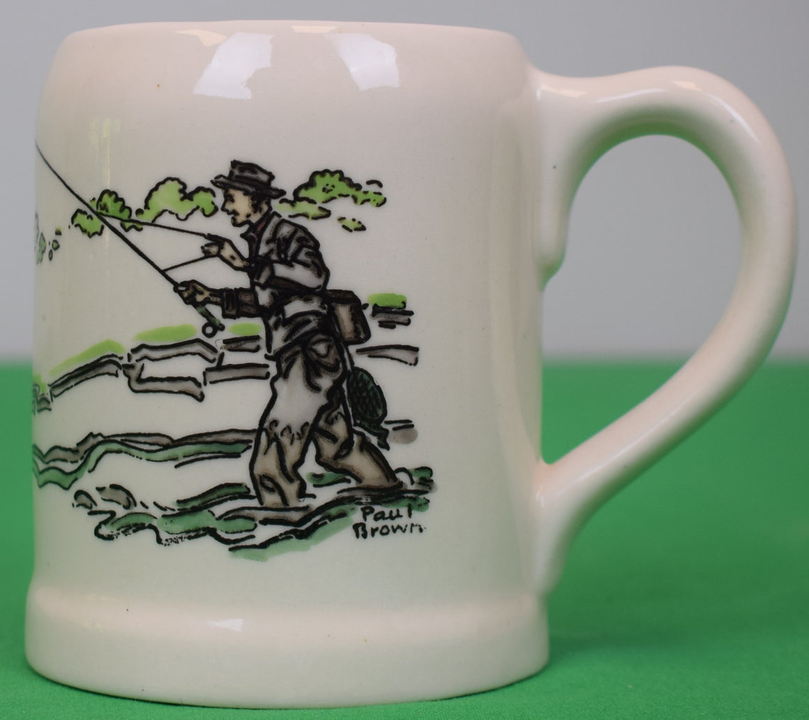 Paul Brown x Brooks Brothers Ceramic Mug w/ Fly-Fisherman Scene