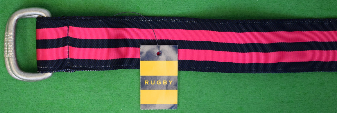 "Rugby Ralph Lauren Navy w/ Hot Pink Twin Stripe Grosgrain Ribbon Belt w/ D Ring Buckle" Sz XL (NWT) (SOLD)