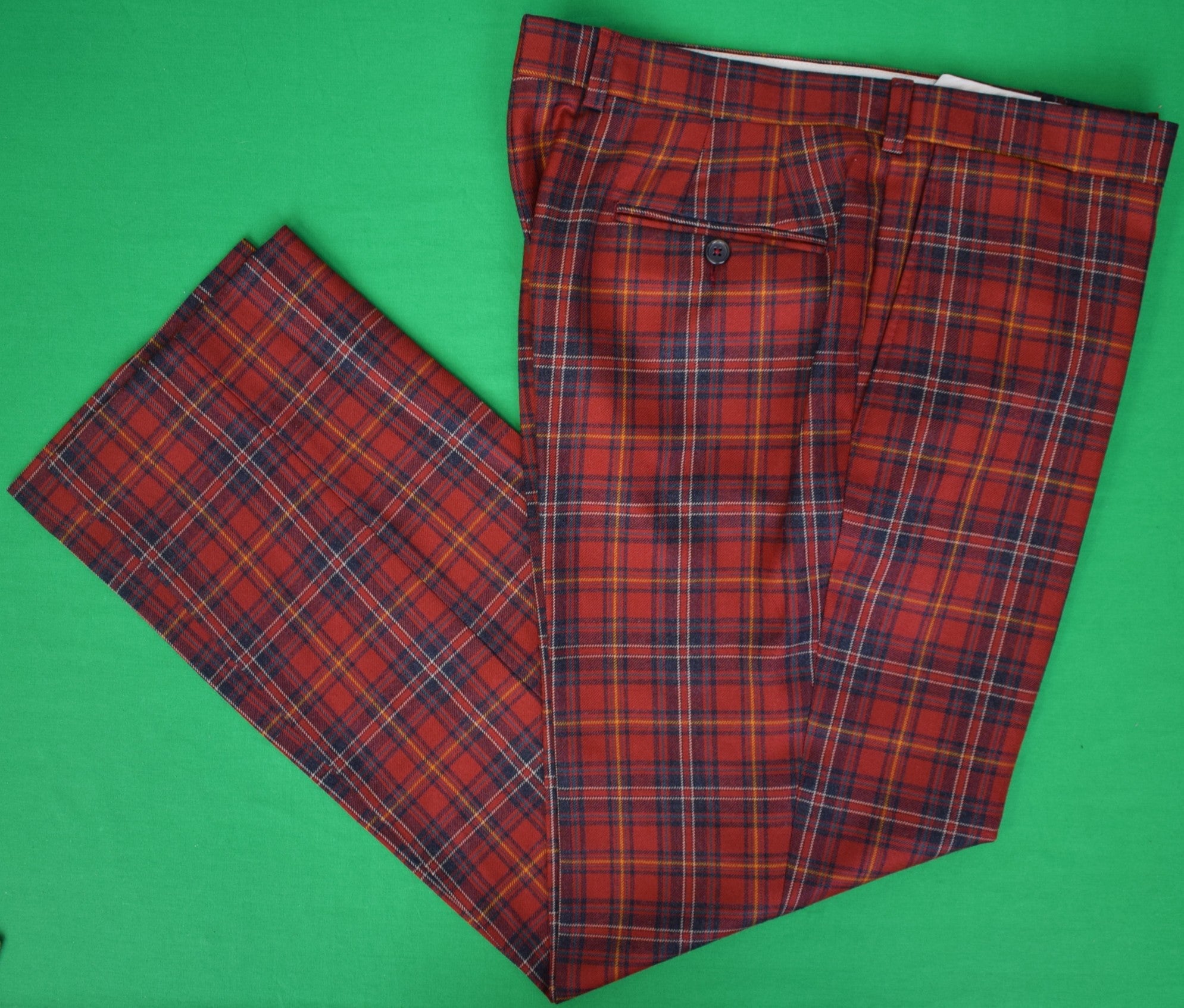 "J. Press Red Tartan Plaid Wool Flannel Trousers" Sz 38R (LNWOT)