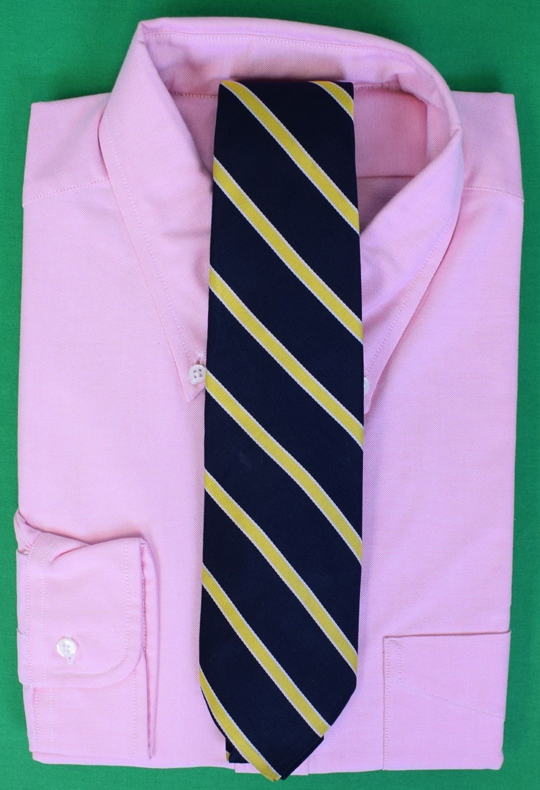 Brooks Brothers Navy w/ Yellow Repp Stripe English Silk Tie