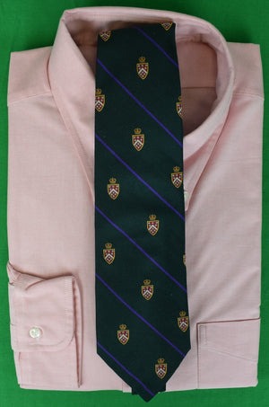 "Polo Ralph Lauren Hunter Green w/ Purple Stripe & Crest Club Italian Silk Tie" (SOLD)
