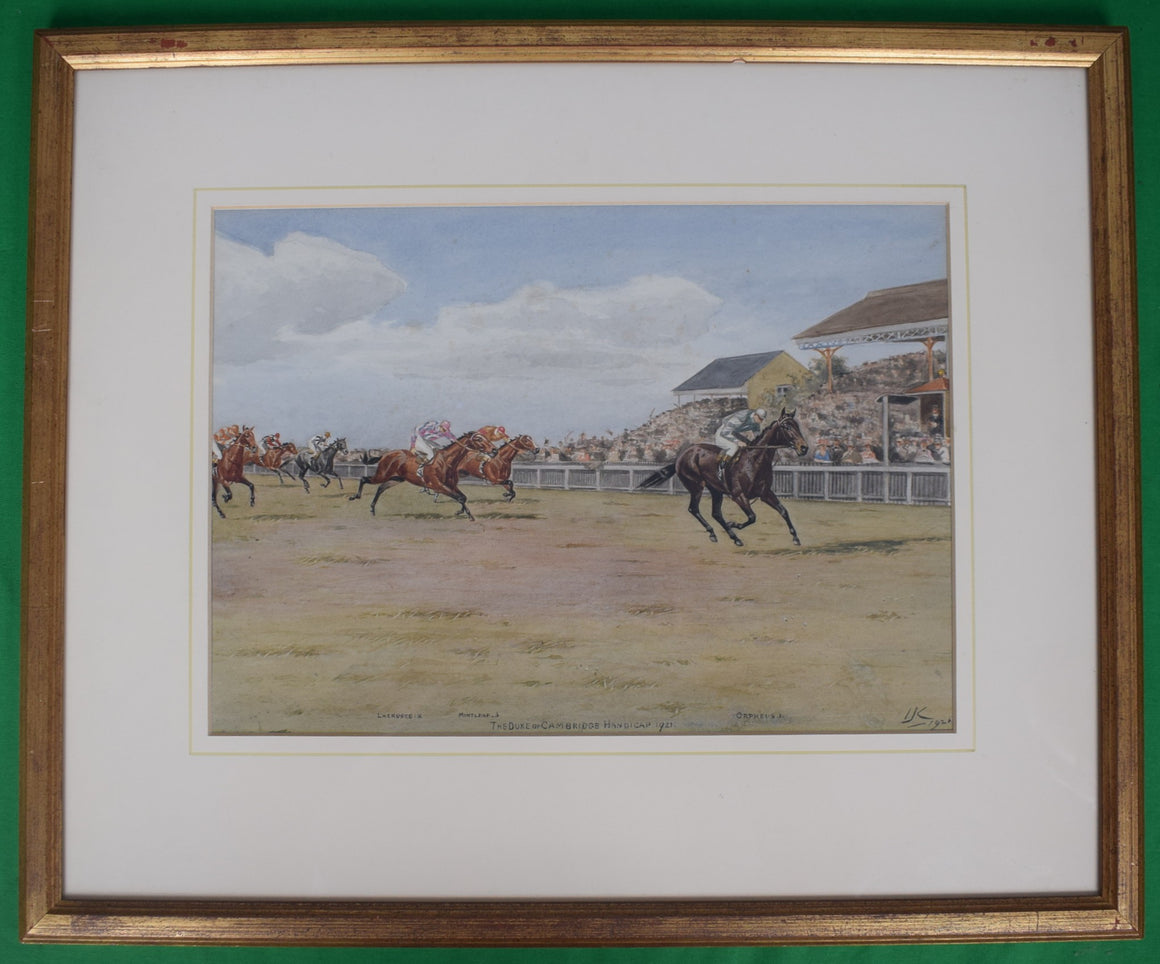 "The Duke Of Cambridge Handicap 1921" Watercolour by Isaac J. Cullin (1881-1947)