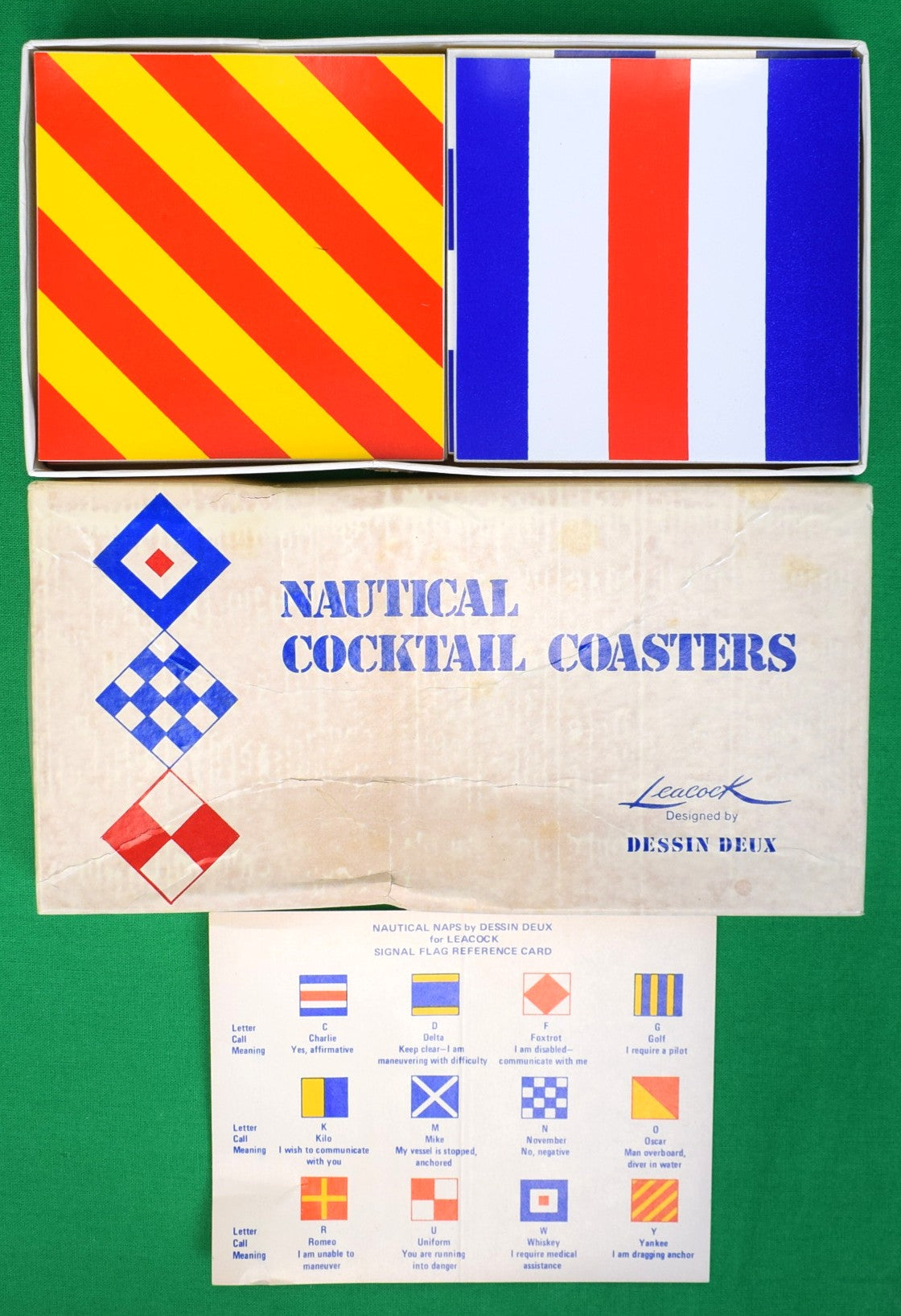 "Box Set x 12 Nautical Signal Flag Cocktail Coasters" (NIB)