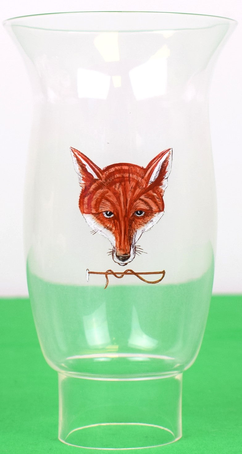 "Hand-Painted Fox Mask & Hunt Crop Glass Lamp Cover" (SOLD)