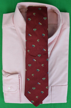 "O'Connell's x Atkinsons Burgundy Silk Tie w/ Green/ Blue Trout Fly Print" (NWOT) (SOLD)