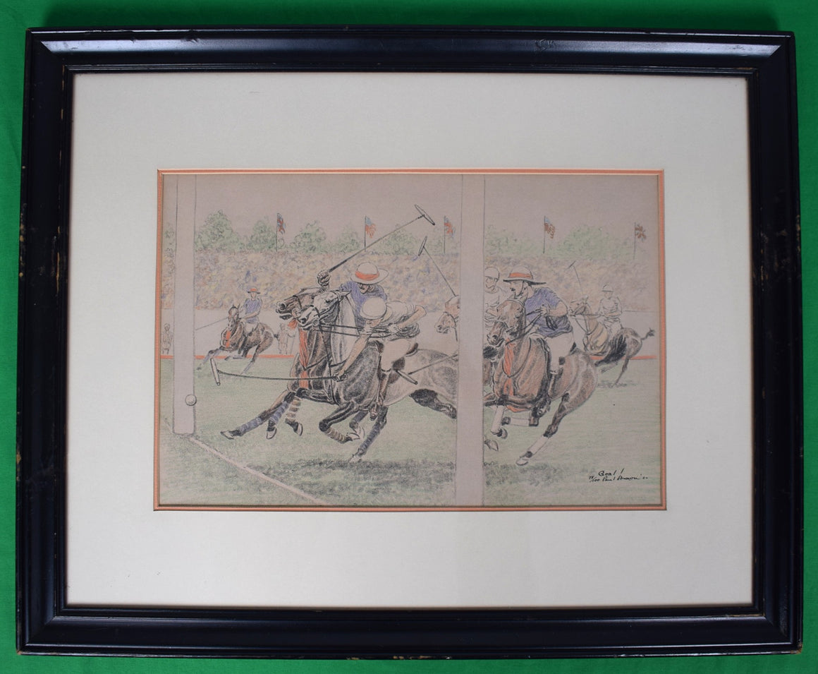 International Polo Goal! at Meadow Brook 1927 Conte Crayon Drawing by Paul Brown