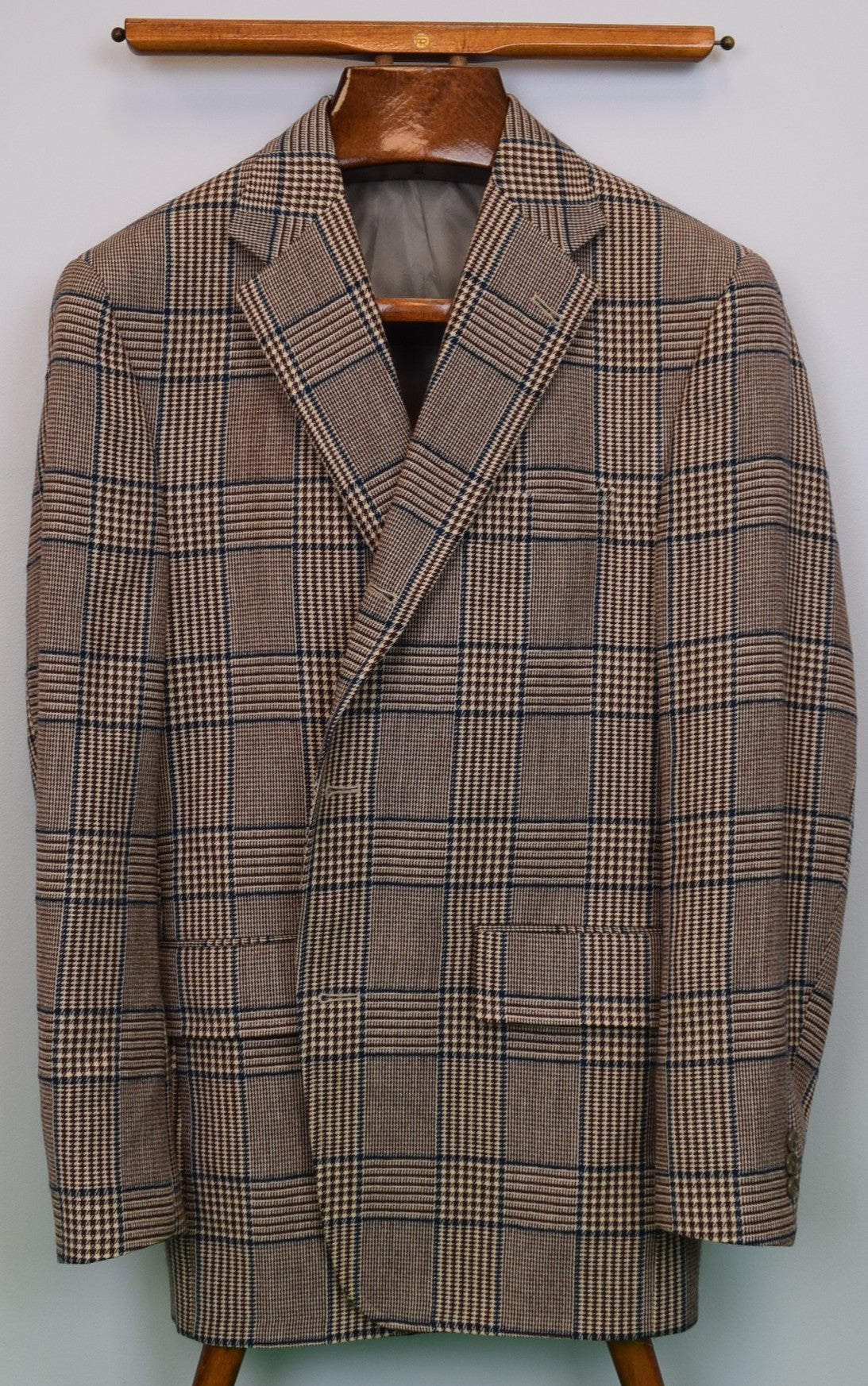 "J. Press Burg/ Navy/ Cream Prince of Wales Glen Plaid Tweed Sport Coat" Sz 42R (SOLD)