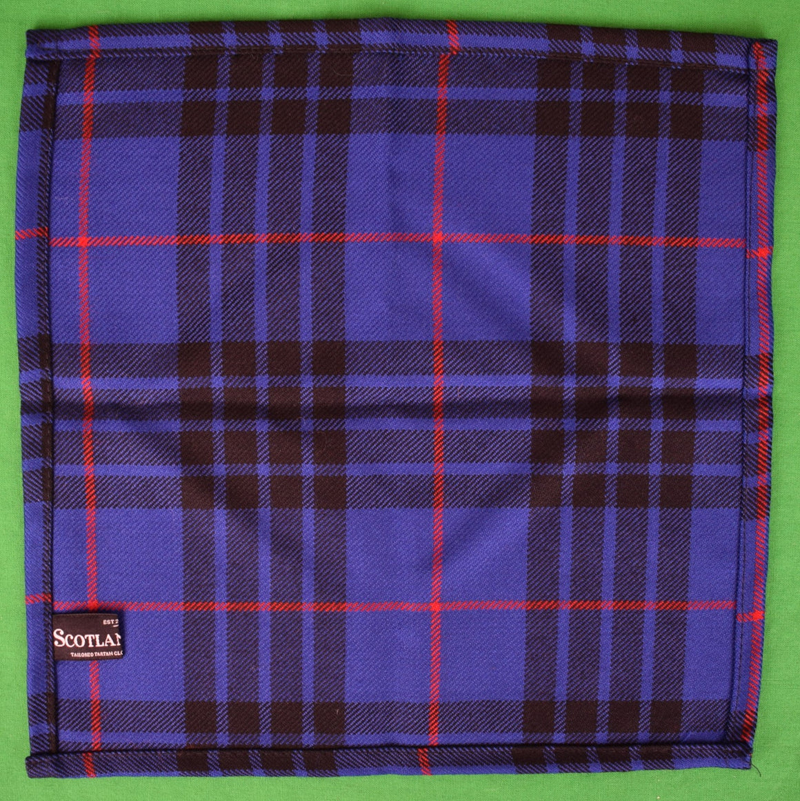 Blue Tartan Scottish Wool Pocket Square