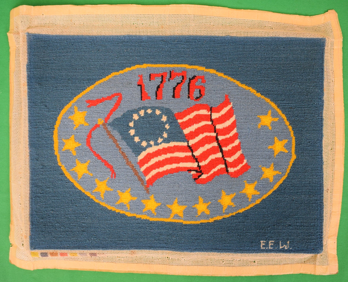 Hand Needlepoint 1776 Bicentennial 13 Star US Flag