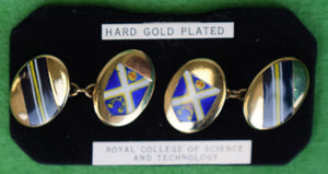 Royal College Of Science & Technology Crest Hard Gold Plated Cufflinks (NWOT)