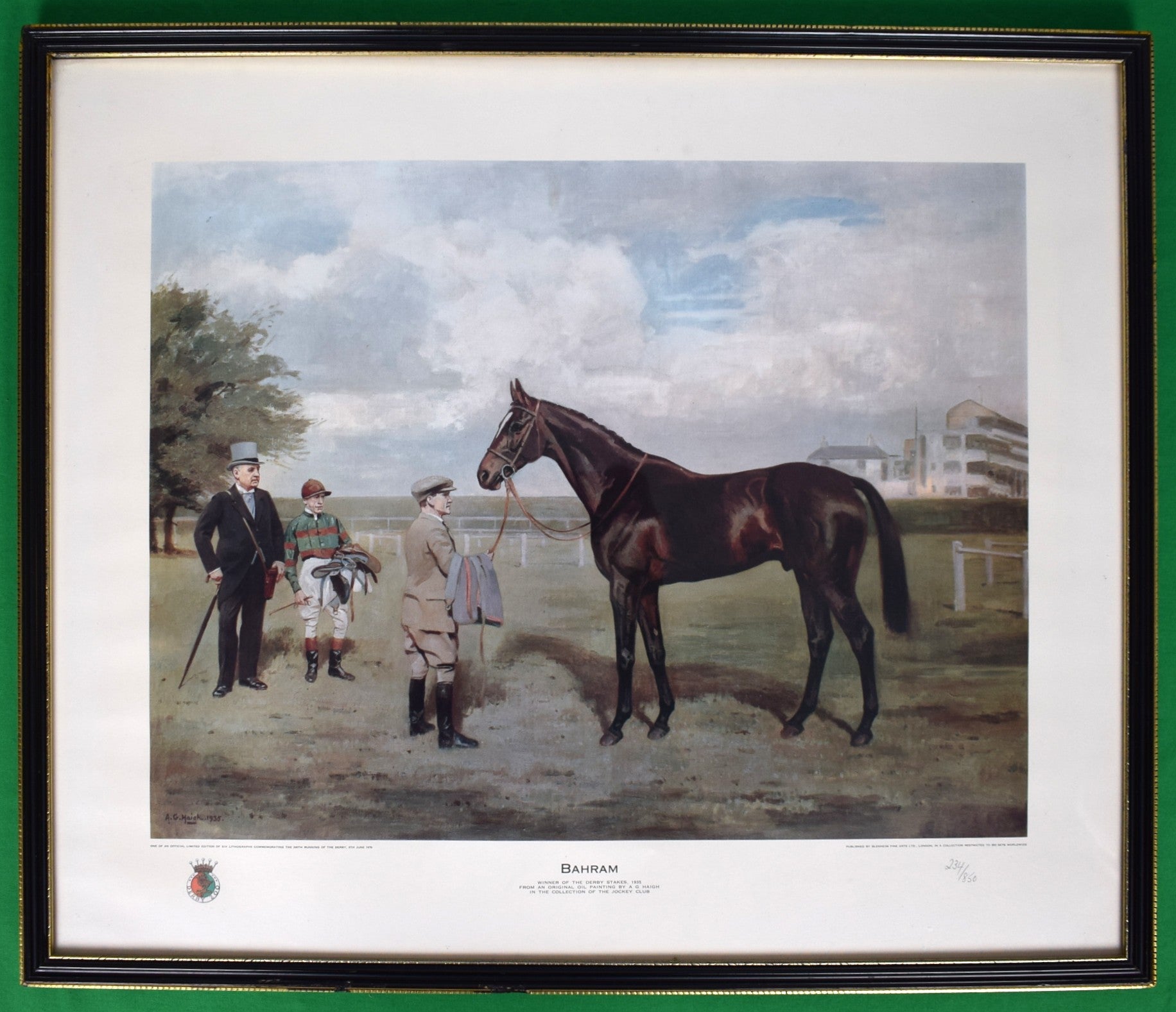 Bahram Winner Of The Derby Stakes, 1935 by A.G. Haigh (1870–1963) Provenance: The Susie Hilfiger Collection