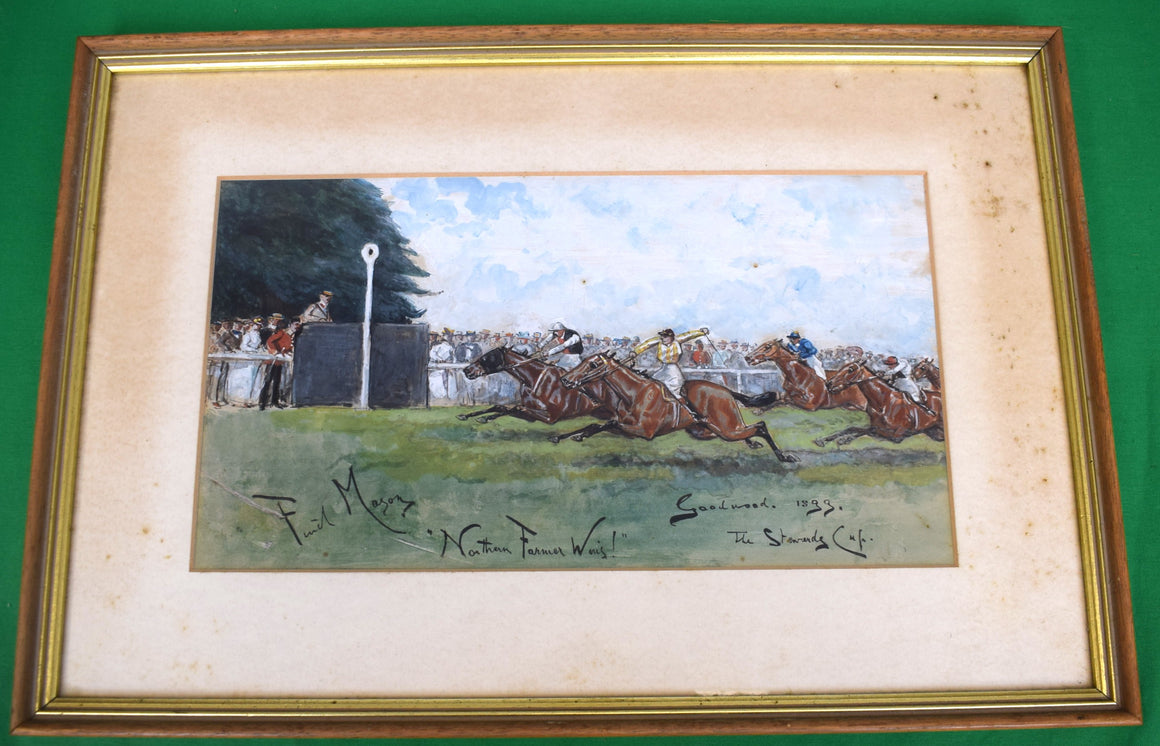 "Northern Farmer Wins!" The Stewards' Cup Goodwood 1899 Watercolour by Finch Mason