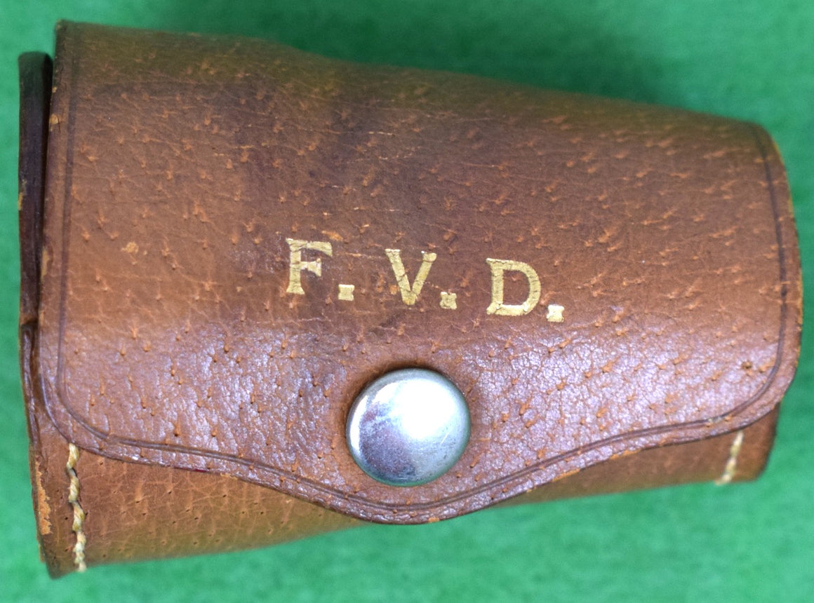 Mark Cross English Pigskin Case w/ 4 Chrome Shot Cups