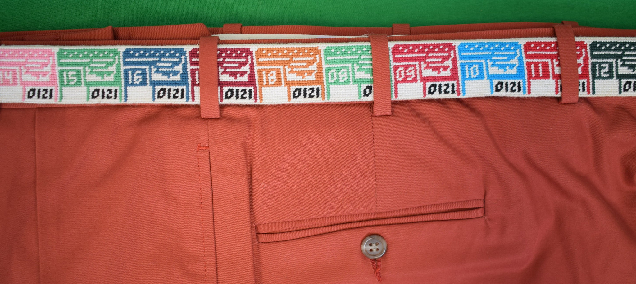 "Murray's Toggery Nantucket 'Oversand Permits' x S&B Hand Needlepoint Belt" Sz 32