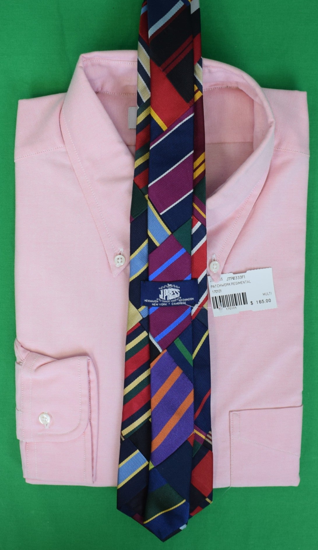 "J. Press Made-in-USA Patchwork Stripe Tie" (NWT)