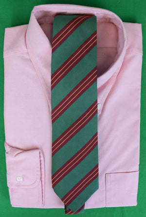 O'Connell's x Atkinsons Silk/ Wool Green w/ Burgundy & Gold Repp Stripe Tie (NWOT)