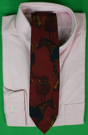 Polo Ralph Lauren Burgundy Equestrian Silk Tie
