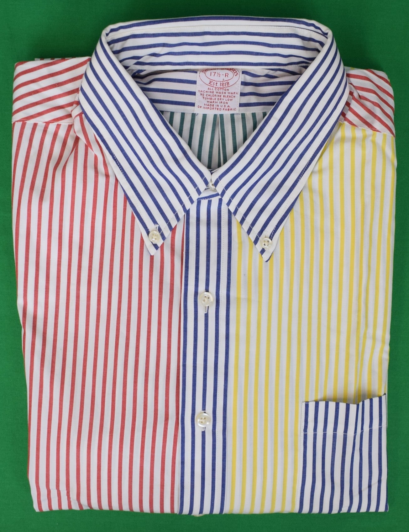 "Brooks Brothers c1990s L/S Broadcloth B/D Fun Shirt" Sz 17 1/2-R (Deadstock/ NWT)
