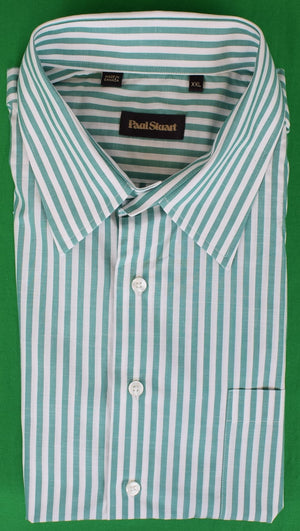 "Paul Stuart Green Bengal Stripe Broadcloth Sport Shirt" Sz XXL (NWOT)