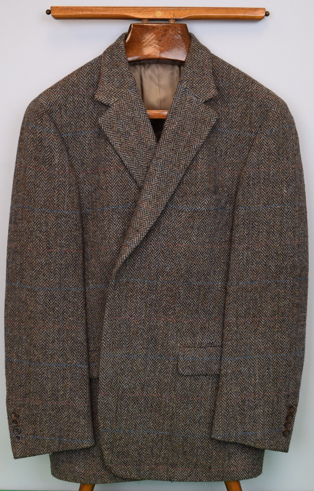 O'Connell's x Harris Tweed Brown Herringbone w/ Windowpane Sport Coat Sz 44R (LNWOT)