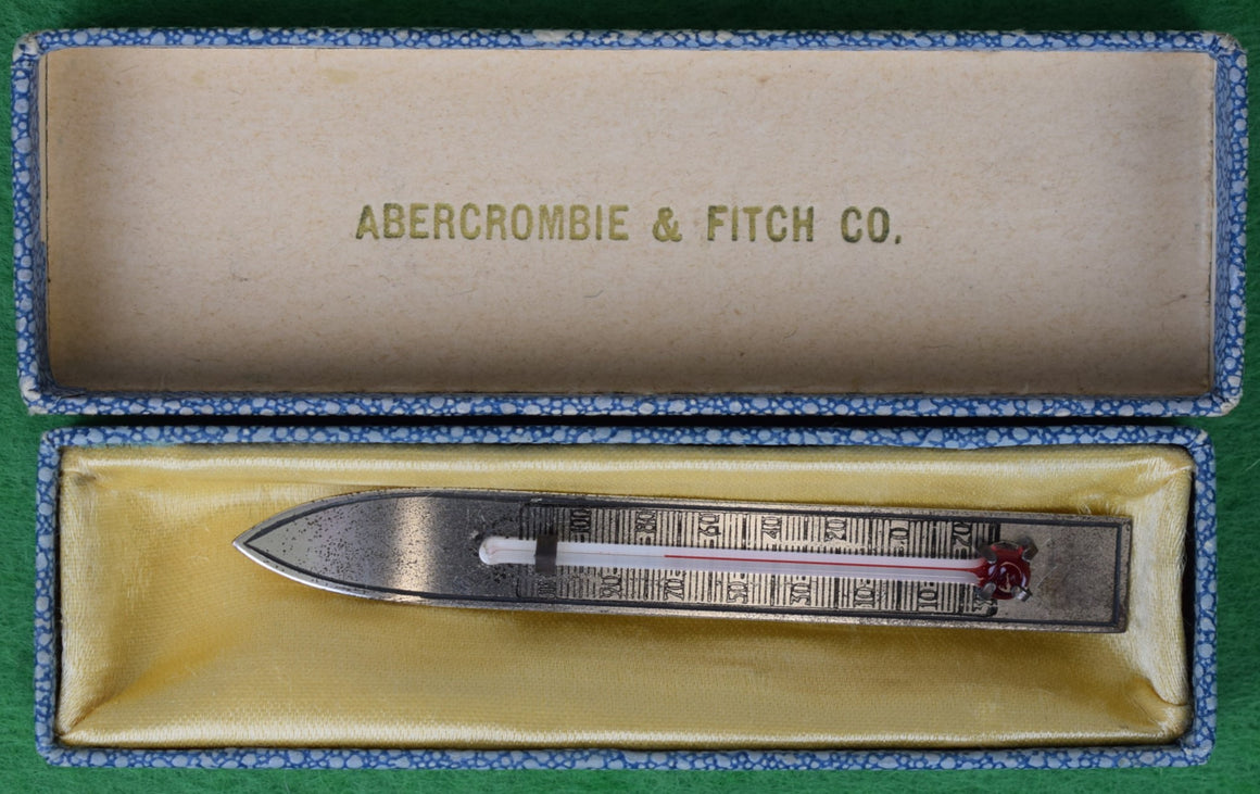 Abercrombie & Fitch Sterling Ski Thermometer Pinback Lapel Pin w/ A&F Box