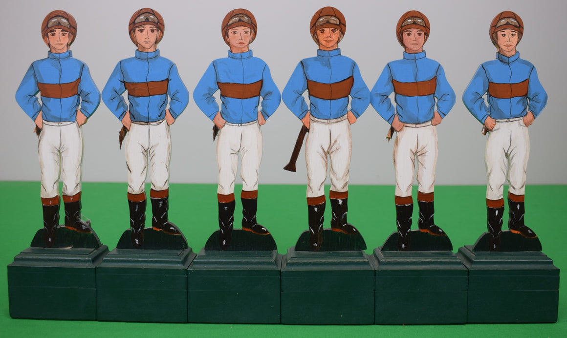 Set x 6 Marylou Whitney Hand Painted Jockey Silks Wood Slat/ Figurines
