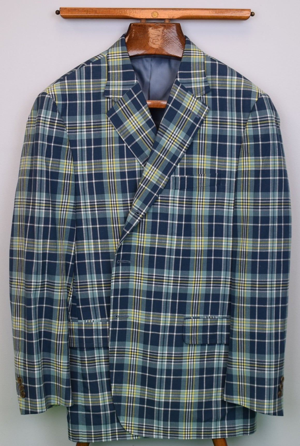 J. Press Made-in-Canada Navy & Green Authentic Madras Sport Coat Sz 46R (LNWOT)