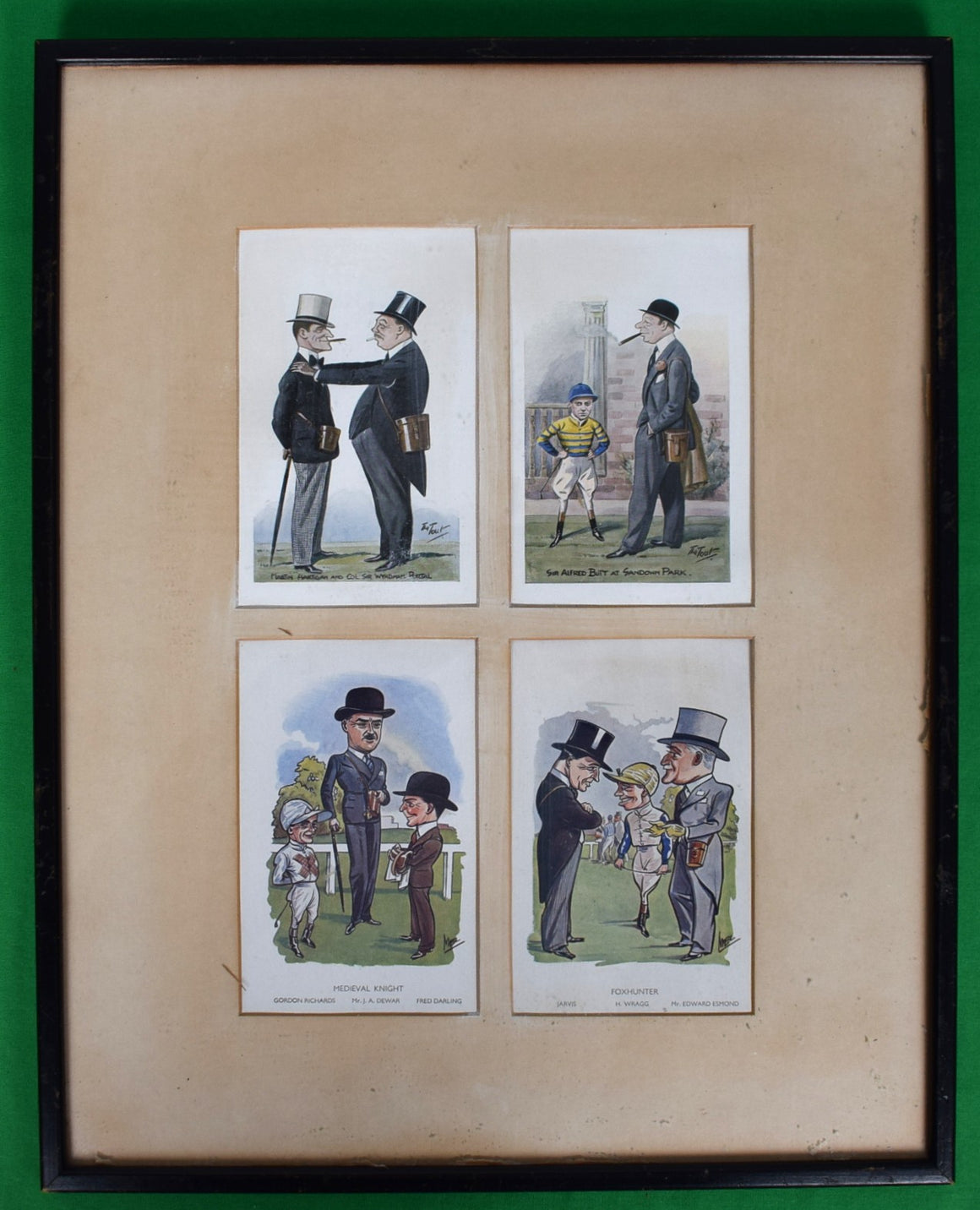 "Set x 4 c1934 Horseracing & Turf Personalities Caricature Prints"