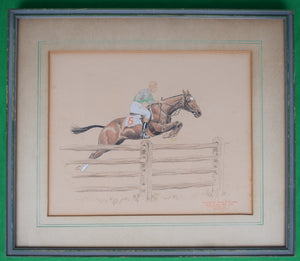 "Maryland Hunt Cup 1924 Cock o' the Run 5th Fred Thomas Up" Mixed Media Pastel Drawing by Paul Brown