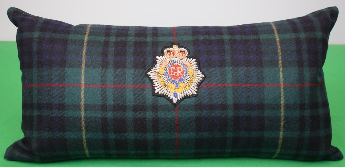 "Ralph Lauren Keighley Tartan Plaid Large Lumbar Pillow w/ Royal Corps of Transport Crest" (NWOT)