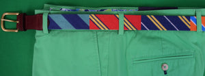 "Tucker Blair Patch Panel Repp Stripe Needlepoint Belt" Sz 36