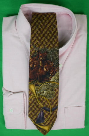 Polo Ralph Lauren Houndstooth Fox/ Hunting Horn Silk Tie