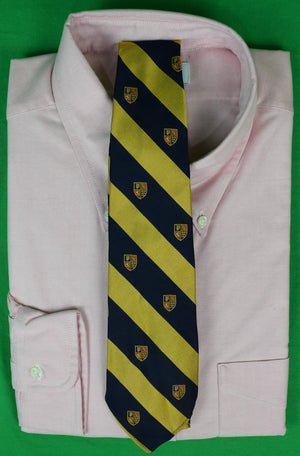 Polo Ralph Lauren Yellow/ Navy Club Stripe w/ Crest Vintage Italian Silk Tie