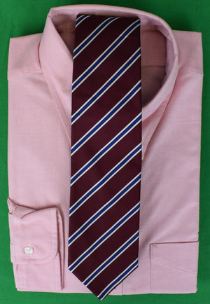 "O'Connell's x Seaward & Stearn Burgundy w/ Navy/ White English Silk Repp Stripe Tie" (SOLD)