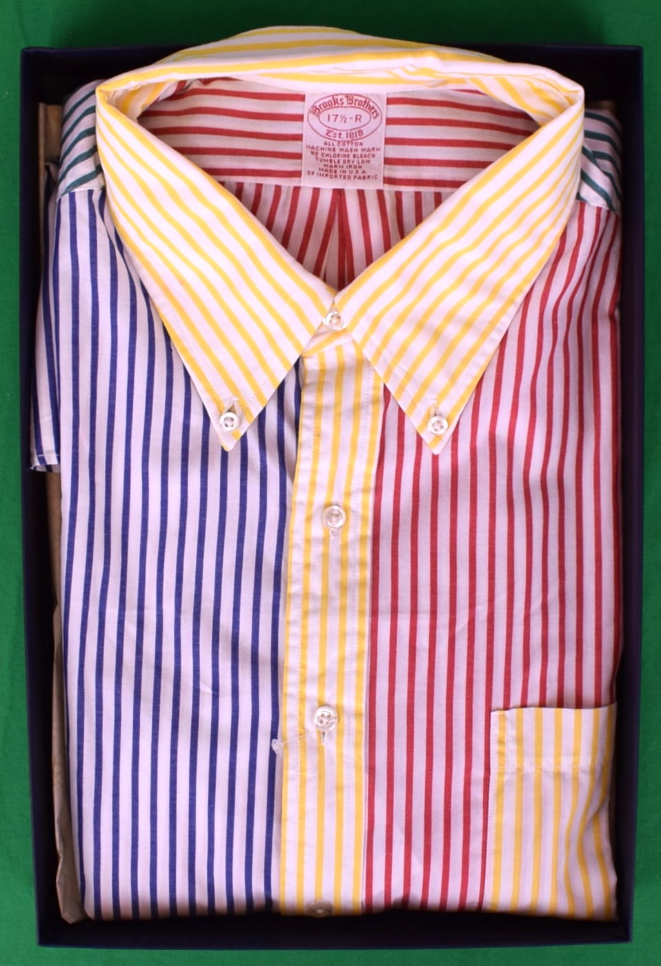 "Brooks Brothers B/D Broadcloth Bengal Stripe c1990s Fun Shirt" Sz: 17 1/2-R