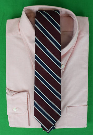 "J. Press Burgundy w/ Navy/ Silver Repp Stripe Silk Tie" (SOLD)