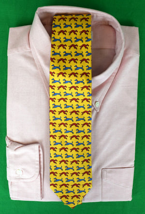 Cordings Yellow Speeding Hound Printed Silk Tie