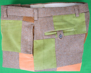 "Chipp Patch Orange/ Green Corduroy/ Tweed Panel Trousers Sz 40