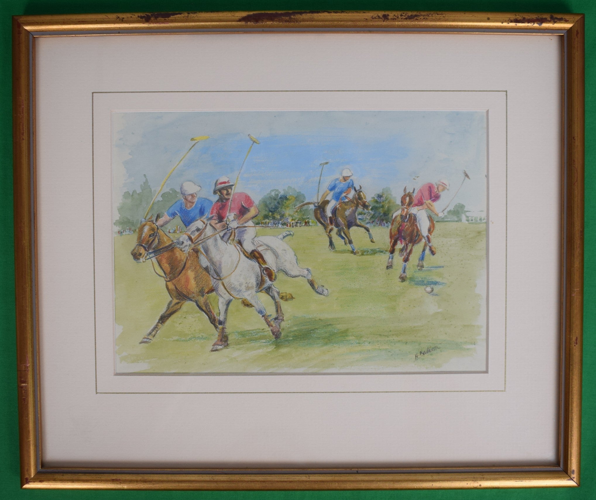 British Polo Match #4 Watercolour by Helen Anderson (British, 20th Century)
